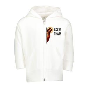 Funny Jesus Christ I Saw That Meme Religious Cool Retro God Toddler Zip Fleece Hoodie