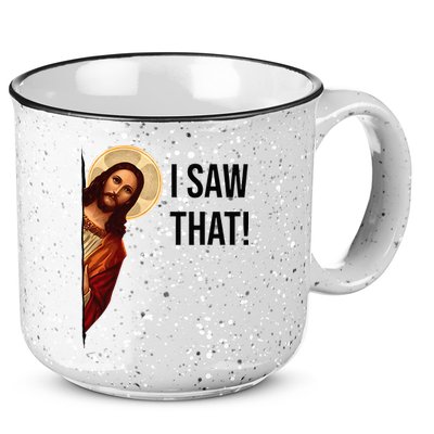 Funny Jesus Christ I Saw That Meme Religious Cool Retro God 15oz Campfire Ceramic Mug