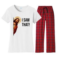 Funny Jesus Christ I Saw That Meme Religious Cool Retro God Women's Flannel Pajama Set