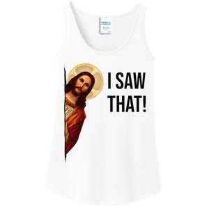 Funny Jesus Christ I Saw That Meme Religious Cool Retro God Ladies Essential Tank