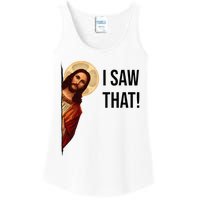 Funny Jesus Christ I Saw That Meme Religious Cool Retro God Ladies Essential Tank