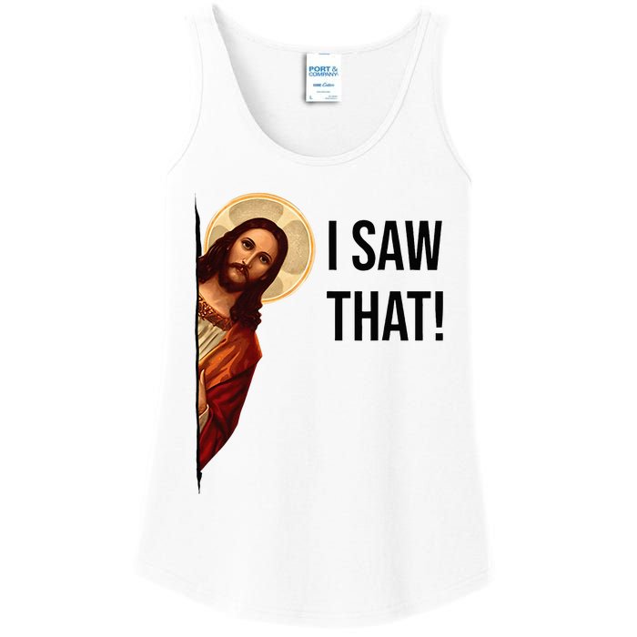 Funny Jesus Christ I Saw That Meme Religious Cool Retro God Ladies Essential Tank