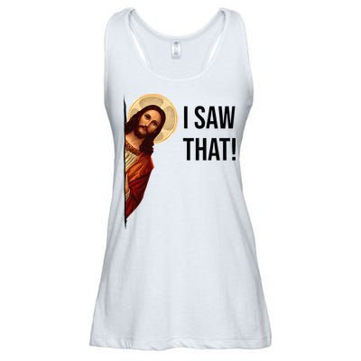 Funny Jesus Christ I Saw That Meme Religious Cool Retro God Ladies Essential Flowy Tank