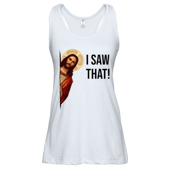 Funny Jesus Christ I Saw That Meme Religious Cool Retro God Ladies Essential Flowy Tank