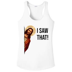 Funny Jesus Christ I Saw That Meme Religious Cool Retro God Ladies PosiCharge Competitor Racerback Tank