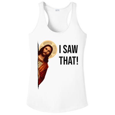 Funny Jesus Christ I Saw That Meme Religious Cool Retro God Ladies PosiCharge Competitor Racerback Tank