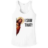 Funny Jesus Christ I Saw That Meme Religious Cool Retro God Ladies PosiCharge Competitor Racerback Tank