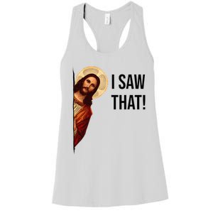 Funny Jesus Christ I Saw That Meme Religious Cool Retro God Women's Racerback Tank