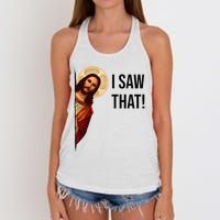 Funny Jesus Christ I Saw That Meme Religious Cool Retro God Women's Knotted Racerback Tank