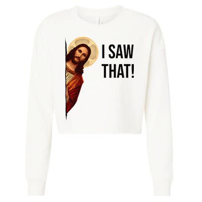 Funny Jesus Christ I Saw That Meme Religious Cool Retro God Cropped Pullover Crew