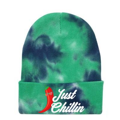 Funny Just Chillin Chili Pepper For Spicy Food Lovers Tie Dye 12in Knit Beanie