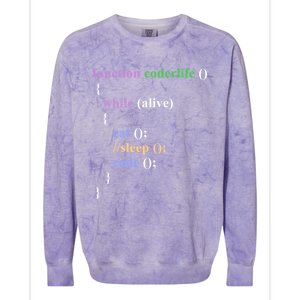 Funny Javascript Developer Programming Eat Sleep Code Repeat Gift Colorblast Crewneck Sweatshirt