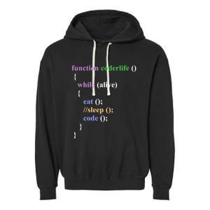 Funny Javascript Developer Programming Eat Sleep Code Repeat Gift Garment-Dyed Fleece Hoodie