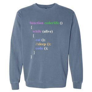 Funny Javascript Developer Programming Eat Sleep Code Repeat Gift Garment-Dyed Sweatshirt