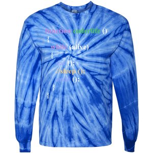 Funny Javascript Developer Programming Eat Sleep Code Repeat Gift Tie-Dye Long Sleeve Shirt