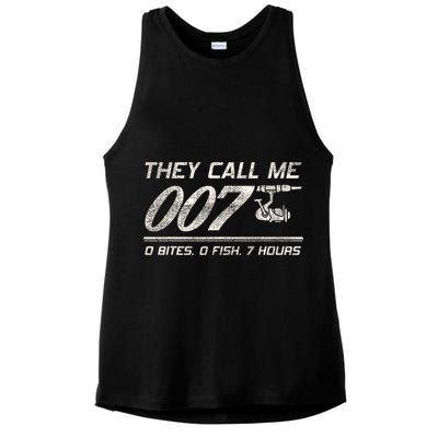 Fisherman Joke Dad They Call Me 007 Funny Fishing Humor Ladies PosiCharge Tri-Blend Wicking Tank