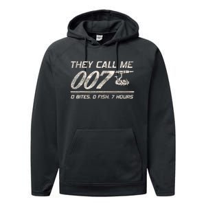 Fisherman Joke Dad They Call Me 007 Funny Fishing Humor Performance Fleece Hoodie