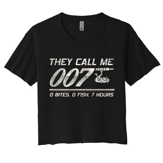 Fisherman Joke Dad They Call Me 007 Funny Fishing Humor Crop Top