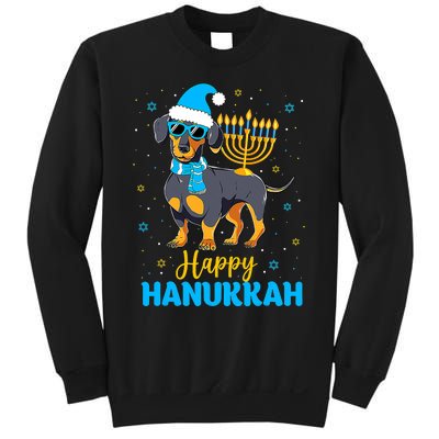 Funny Jewish Dachshund Menorah Happy Hanukkah Chanukah Sweatshirt