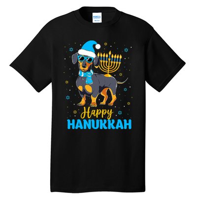 Funny Jewish Dachshund Menorah Happy Hanukkah Chanukah Tall T-Shirt