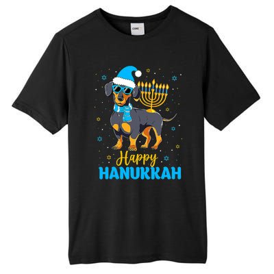 Funny Jewish Dachshund Menorah Happy Hanukkah Chanukah Tall Fusion ChromaSoft Performance T-Shirt