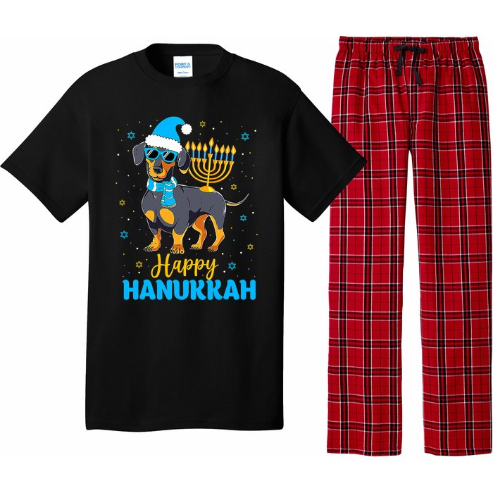 Funny Jewish Dachshund Menorah Happy Hanukkah Chanukah Pajama Set