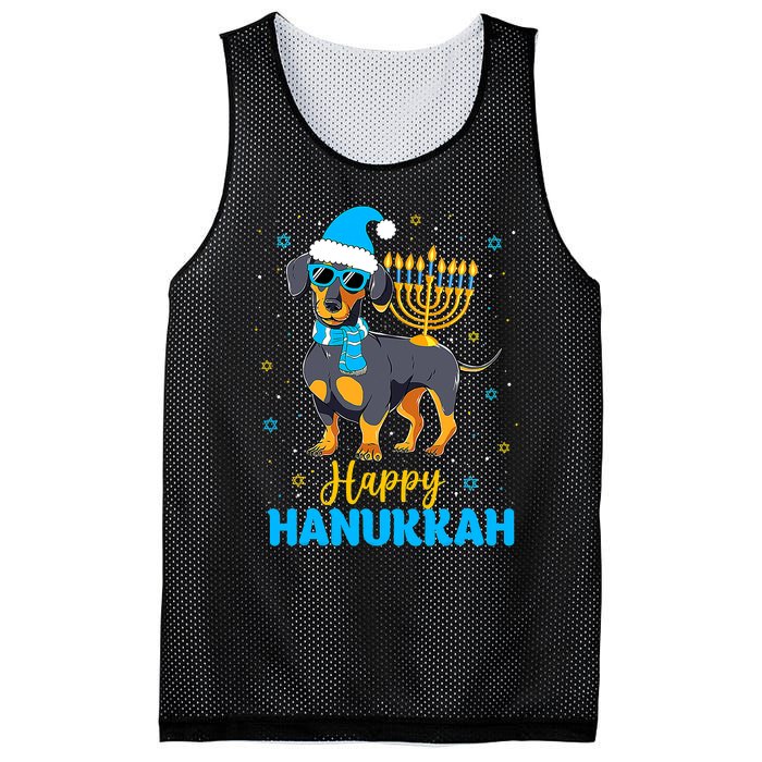 Funny Jewish Dachshund Menorah Happy Hanukkah Chanukah Mesh Reversible Basketball Jersey Tank