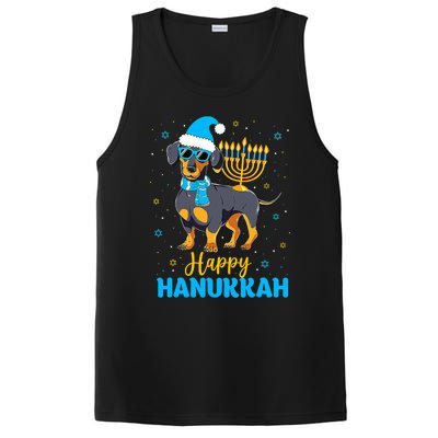 Funny Jewish Dachshund Menorah Happy Hanukkah Chanukah PosiCharge Competitor Tank