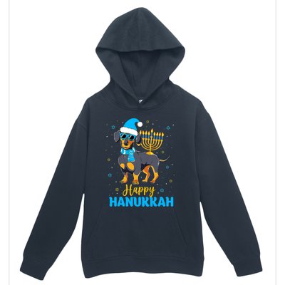 Funny Jewish Dachshund Menorah Happy Hanukkah Chanukah Urban Pullover Hoodie