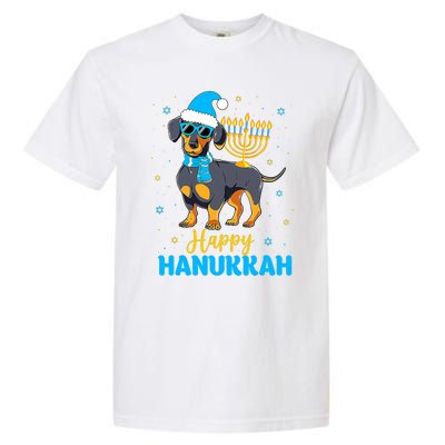 Funny Jewish Dachshund Menorah Happy Hanukkah Chanukah Garment-Dyed Heavyweight T-Shirt