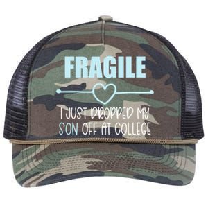 Fragile Just Dropped My Son At College Drop Off For Moms Retro Rope Trucker Hat Cap