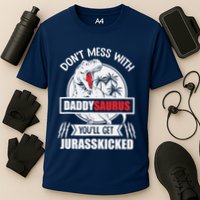Funny Jurasskicked Daddysaurus Rex Dinosaur Dad Fathers Cooling Performance Crew T-Shirt