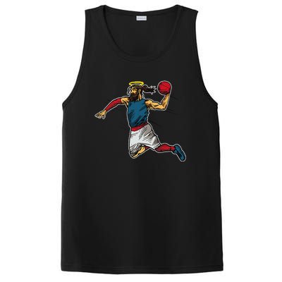 Funny Jesus Dunking Basketball Gift Basketball Player PosiCharge Competitor Tank