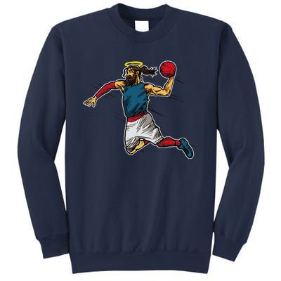 Funny Jesus Dunking Basketball Gift Basketball Player Sweatshirt