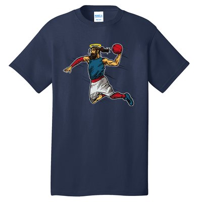 Funny Jesus Dunking Basketball Gift Basketball Player Tall T-Shirt