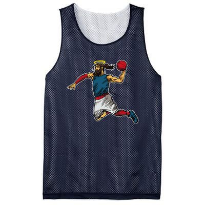 Funny Jesus Dunking Basketball Gift Basketball Player Mesh Reversible Basketball Jersey Tank