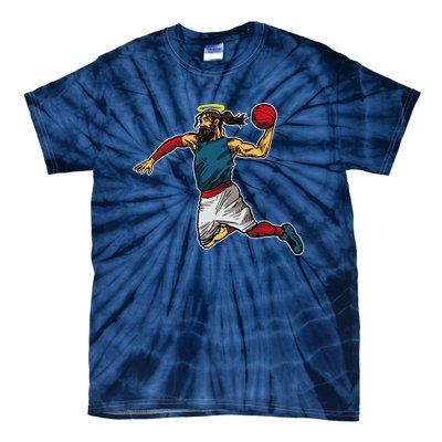 Funny Jesus Dunking Basketball Gift Basketball Player Tie-Dye T-Shirt