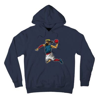 Funny Jesus Dunking Basketball Gift Basketball Player Tall Hoodie