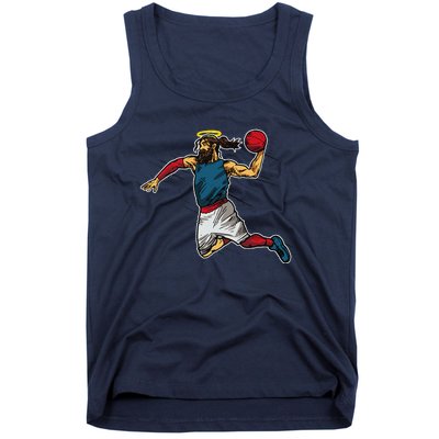 Funny Jesus Dunking Basketball Gift Basketball Player Tank Top