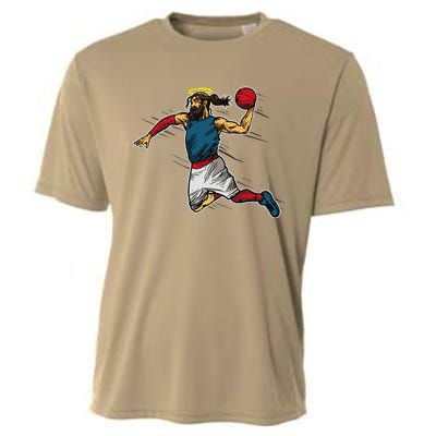 Funny Jesus Dunking Basketball Gift Basketball Player Cooling Performance Crew T-Shirt