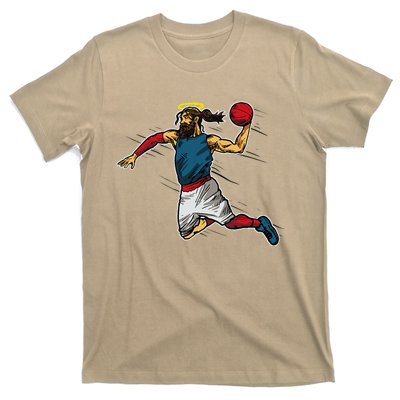 Funny Jesus Dunking Basketball Gift Basketball Player T-Shirt