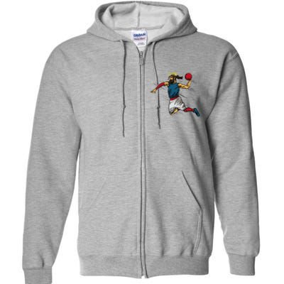 Funny Jesus Dunking Basketball Gift Basketball Player Full Zip Hoodie