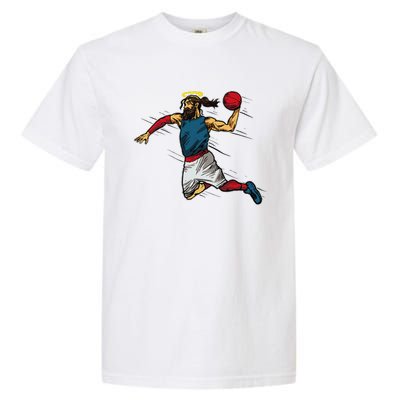 Funny Jesus Dunking Basketball Gift Basketball Player Garment-Dyed Heavyweight T-Shirt