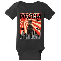 Funny Japanese Dogzilla Doberman Pinscher Baby Bodysuit