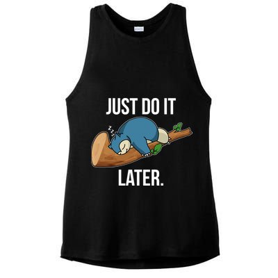 Funny Just Do It Later Ladies PosiCharge Tri-Blend Wicking Tank