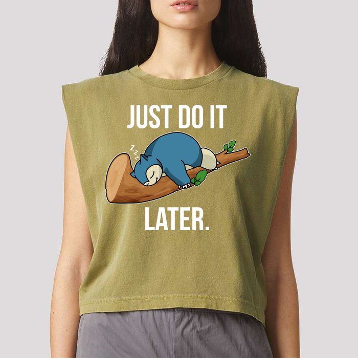 Funny Just Do It Later Garment-Dyed Women's Muscle Tee
