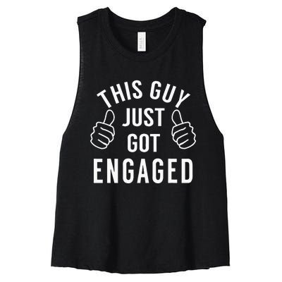 Funny Just Engaged For Engagement Gift Women's Racerback Cropped Tank