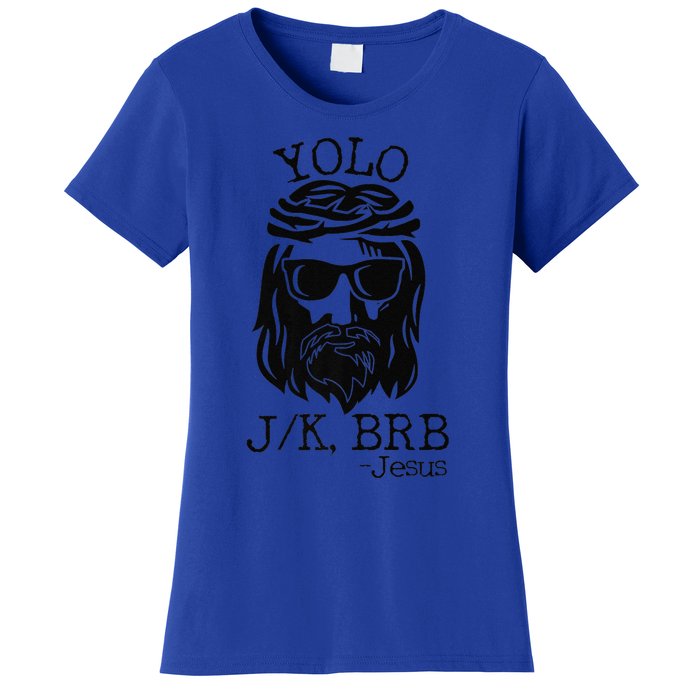 Funny Jesus Easter YOLO JK BRB Texting Premium Women's T-Shirt