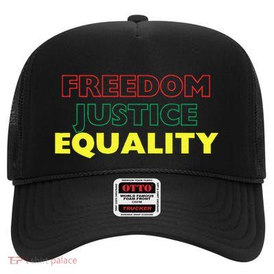 Freedom Justice Equality High Crown Mesh Back Trucker Hat
