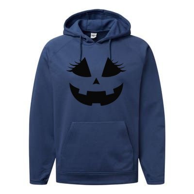 Funny Jackolantern Eyelashes Pumpkin Face Orange Halloween Performance Fleece Hoodie